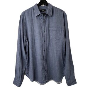 Vince Gauzey Cotton Button Up Shirt Men’s sz M Pacific Blue Lightweight Casual